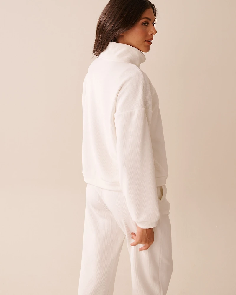 Chandail demi-zip épais en tissu côtel