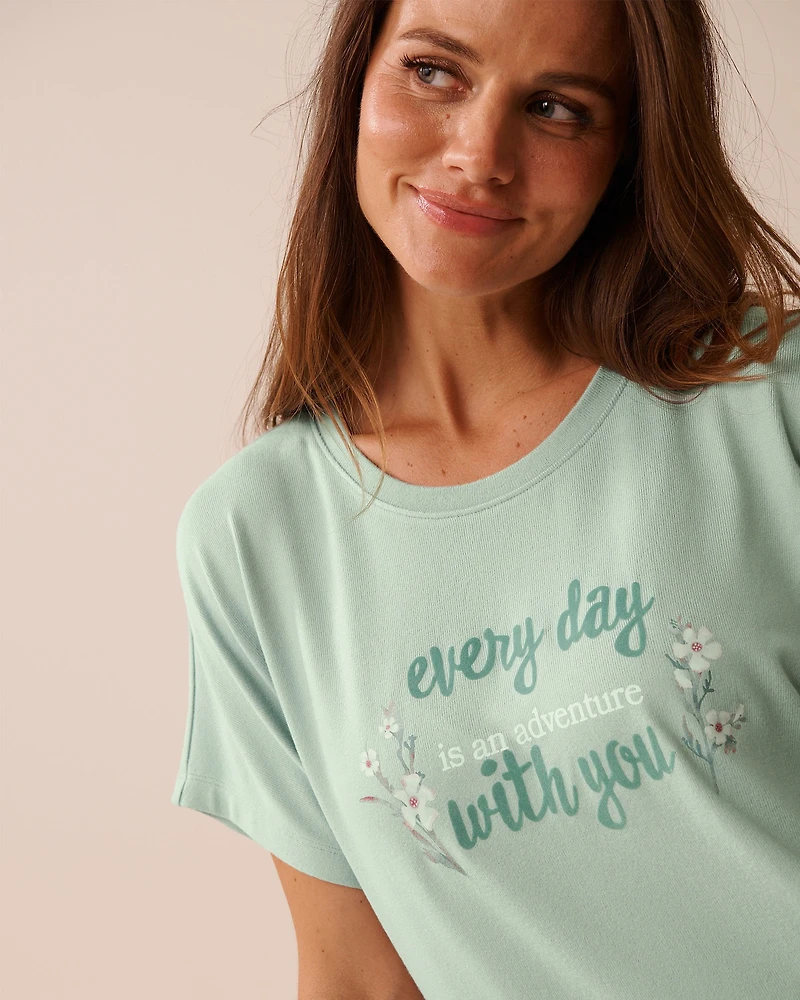 Floral Print Recycled Fibers Crew Neck T-shirt