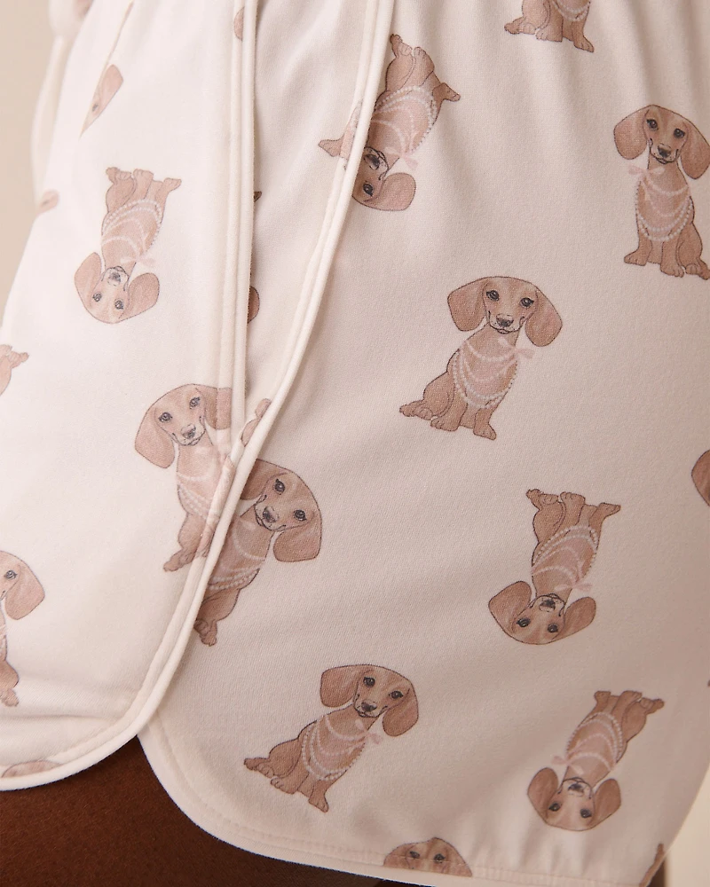 Short de pyjama ultra doux imprimé teckel