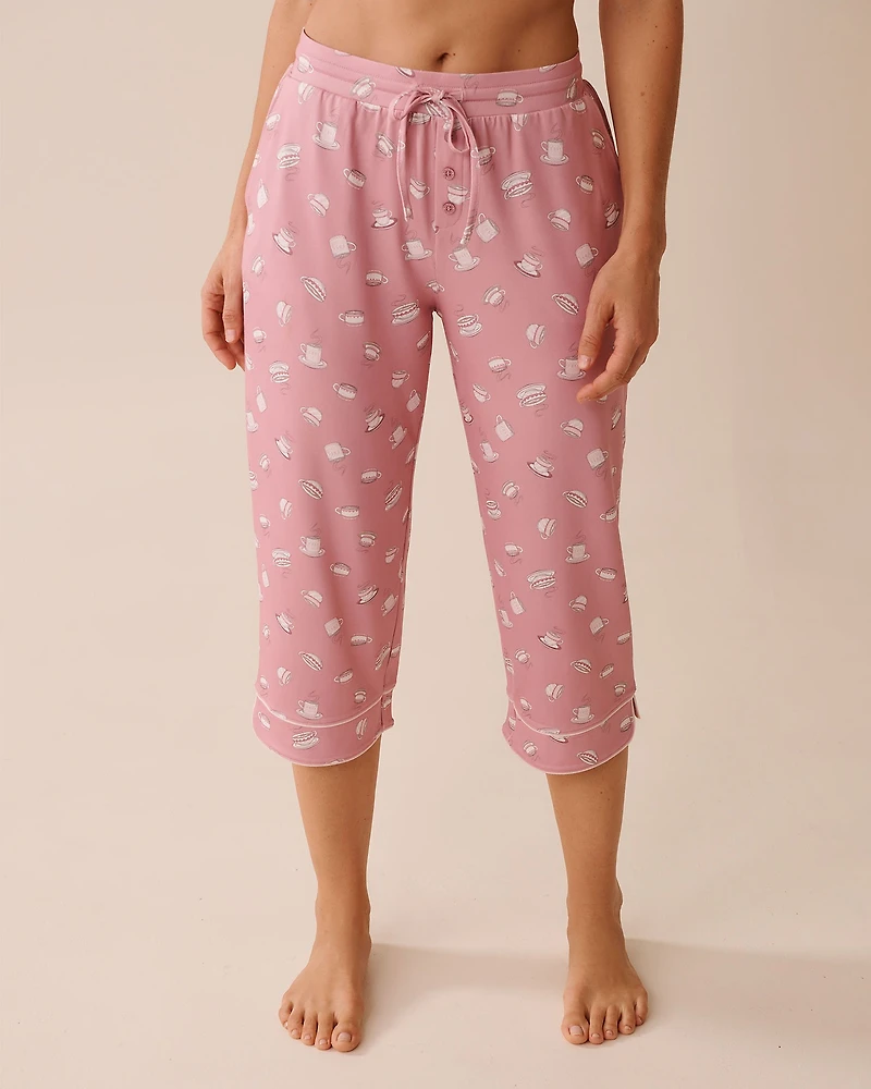 Coffee Cup Print Super Soft Pajama Capris
