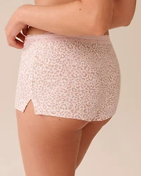 Pink Leopard Print Lace Trim Super Soft Shorts