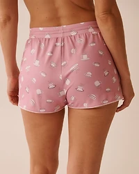 Coffee Cup Print Super Soft Pajama Shorts