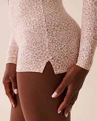 Pink Leopard Print Super Soft Long Sleeve Romper