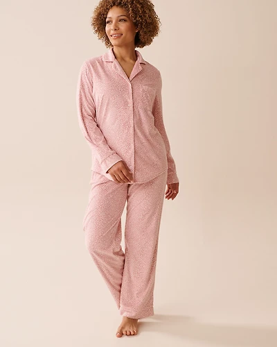 Ensemble pyjama en velours doux imprimé floral