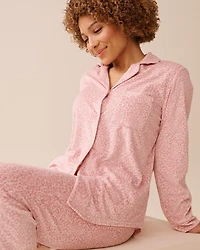 Floral Print Soft Velour PJ Set