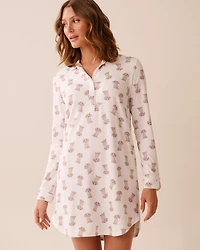 Chemise de nuit manches longues ultra douce imprimé teckel