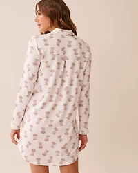 Chemise de nuit manches longues ultra douce imprimé teckel