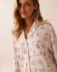 Chemise de nuit boutonnée en fibres recyclées imprimé floral