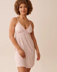 Pink Leopard Print Lace Trim Super Soft Nightie