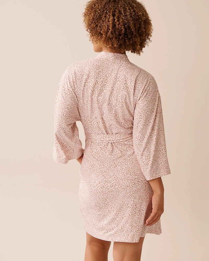 Pink Leopard Print Super Soft Kimono