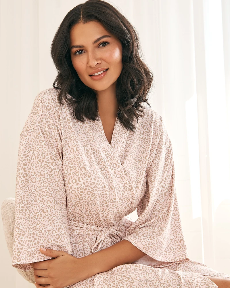 Pink Leopard Print Super Soft Kimono