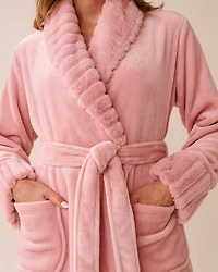 Robe de chambre longue en peluche douce et fausse fourrure