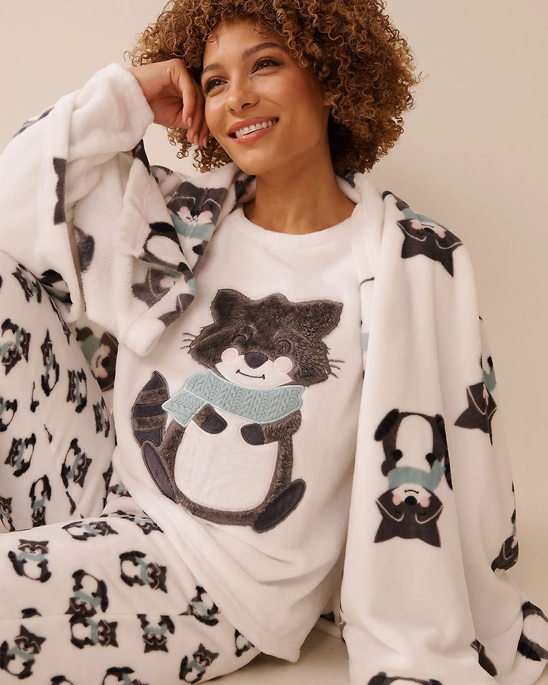 Couverture en peluche douce imprimé raton laveur