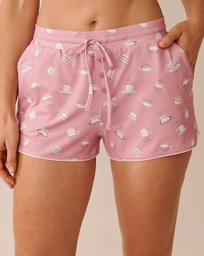 Coffee Cup Print Super Soft Pajama Shorts