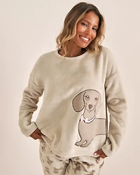 Dachshund Print Soft Plush PJ Set