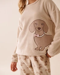 Dachshund Print Soft Plush PJ Set