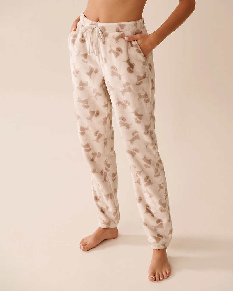 Ensemble pyjama en peluche douce imprimé teckel