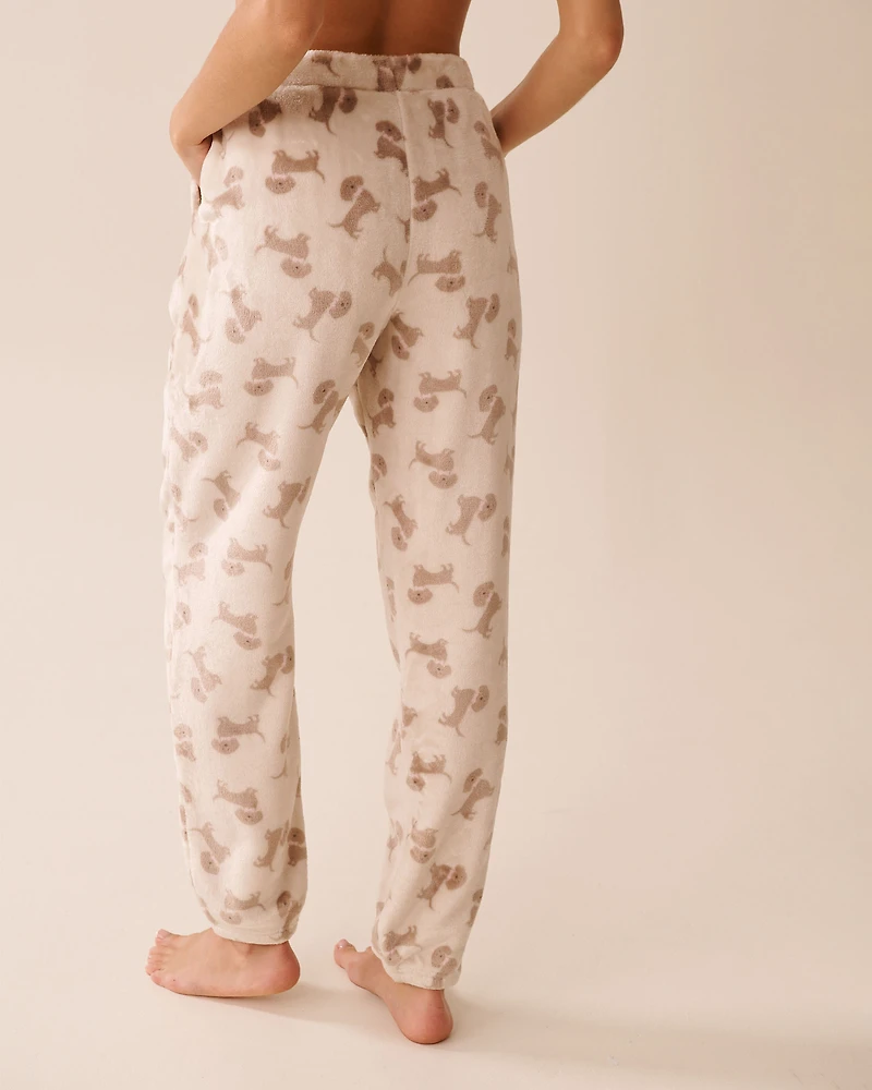 Ensemble pyjama en peluche douce imprimé teckel