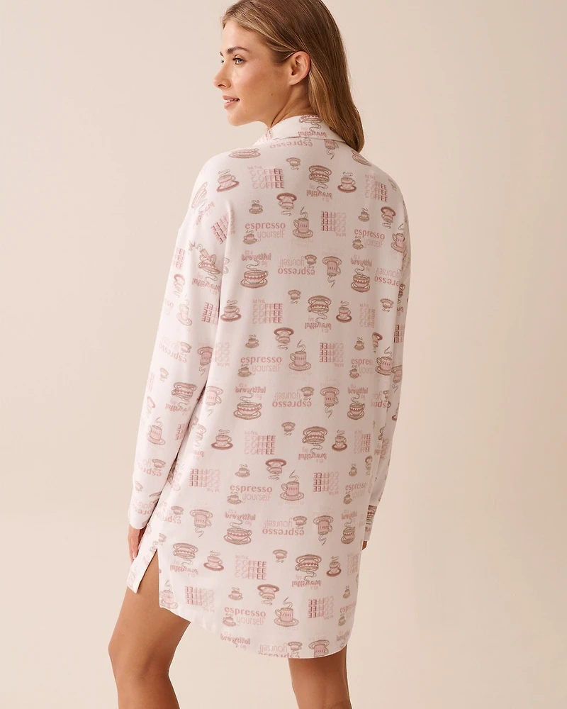Floral Print Recycled Fibers Button-down Sleepshirt