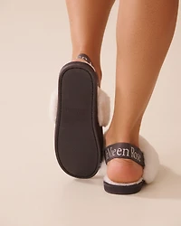 Faux Suede Slippers with Ankle Elastic Band