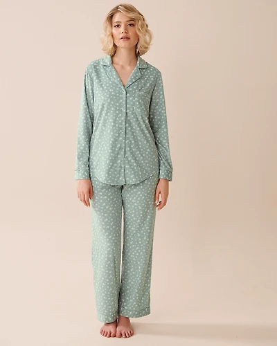 Floral Print Soft Velour PJ Set