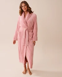 Robe de chambre longue en peluche douce et fausse fourrure