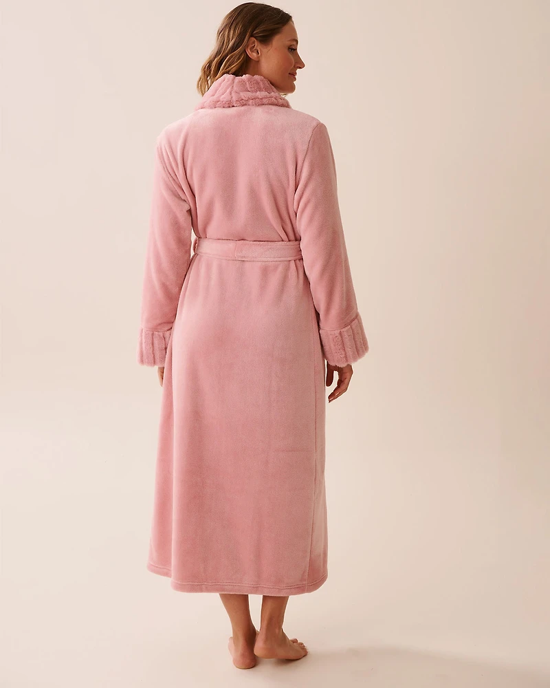 Robe de chambre longue en peluche douce et fausse fourrure