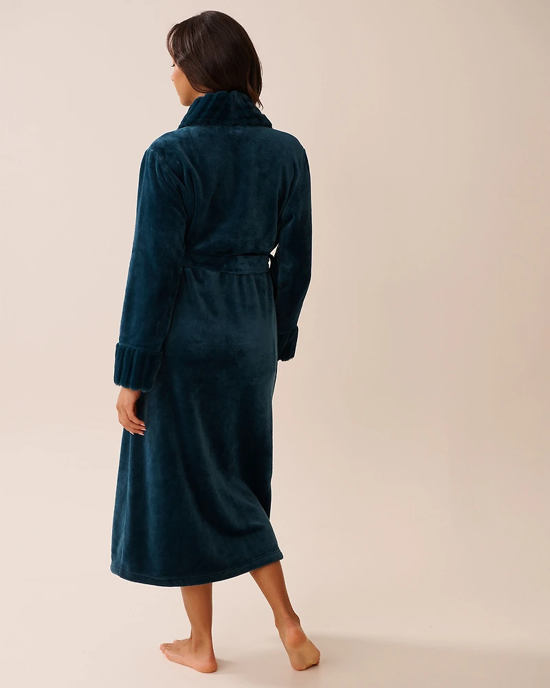 Robe de chambre longue en peluche douce et fausse fourrure
