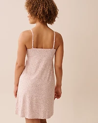 Pink Leopard Print Lace Trim Super Soft Nightie