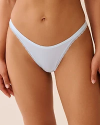 Microfiber and Lace Trim Thong Panty
