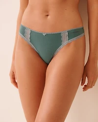 Cotton and Lace Detail Thong Panty