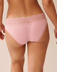 Lace Trim Ribbed Bikini Panty