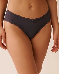 Microfiber and Lace Trim Cheeky Panty