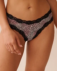 Culotte cheeky microfibre et bordure de dentelle