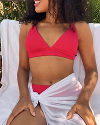 Haut de bikini triangle long côtelé JALAPEÑO RED