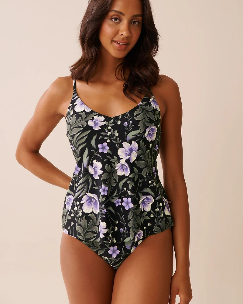 AFTER DARK BLOOMS D Cup V-neck Tankini Top