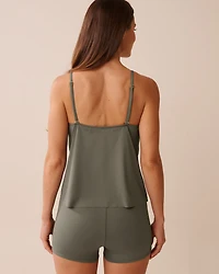 KHAKI GREY V-neck Tankini Top