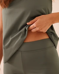 KHAKI GREY Square Neck Tankini Top