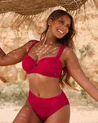 JALAPEÑO RED Ribbed D Cup Balconette Bikini Top