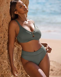 KHAKI GREY D Cup Bralette Bikini Top