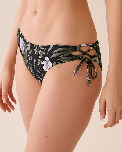 AFTER DARK BLOOMS Cross-Tie Bikini Bottom