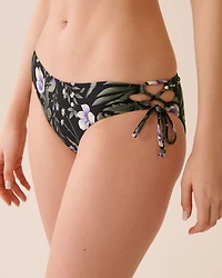 AFTER DARK BLOOMS Cross-Tie Bikini Bottom