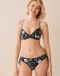 AFTER DARK BLOOMS Cross-Tie Bikini Bottom