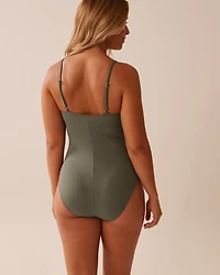 Maillot une-pièce côtelé maintien intégré PAULA