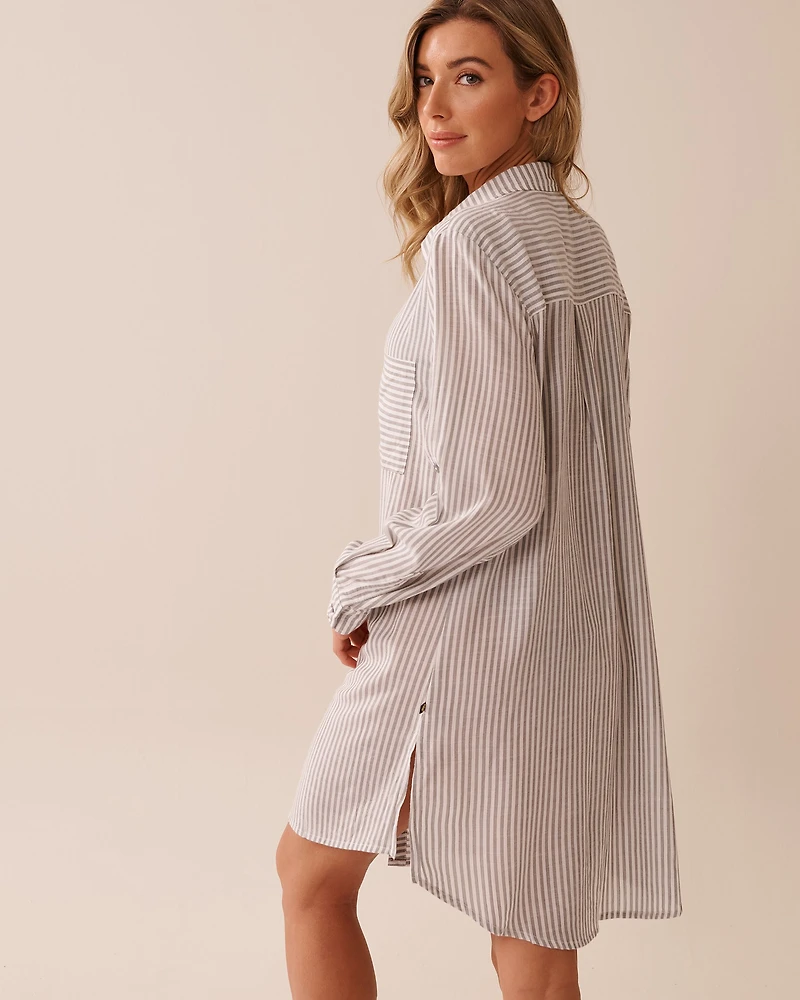Long Striped Button-down Shirt