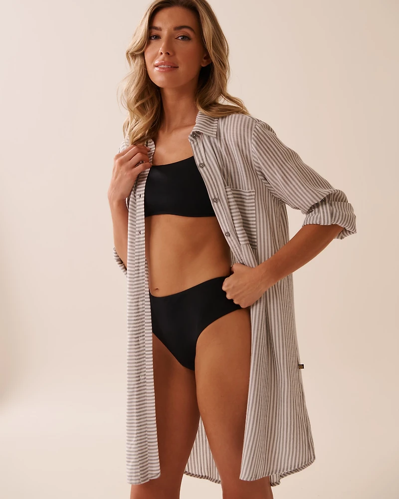 Long Striped Button-down Shirt