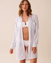 Long Striped Button-down Shirt