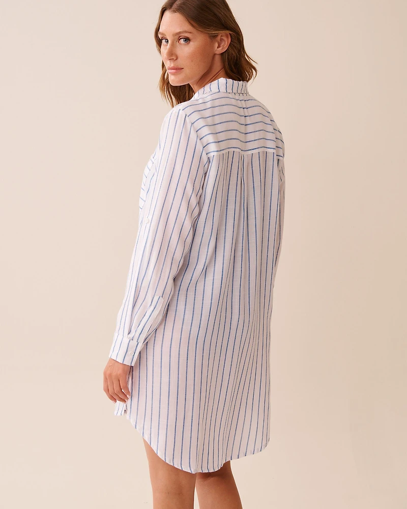 Long Striped Button-down Shirt