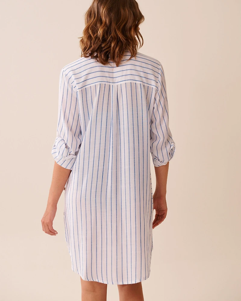 Long Striped Button-down Shirt