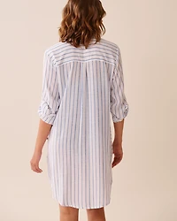 Long Striped Button-down Shirt